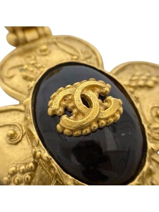 Chanel Necklace ec-24724 Gold Black Coco Mark GP 06 A CHANEL  Chanel Necklace Gold Black Coco Mark GP 06